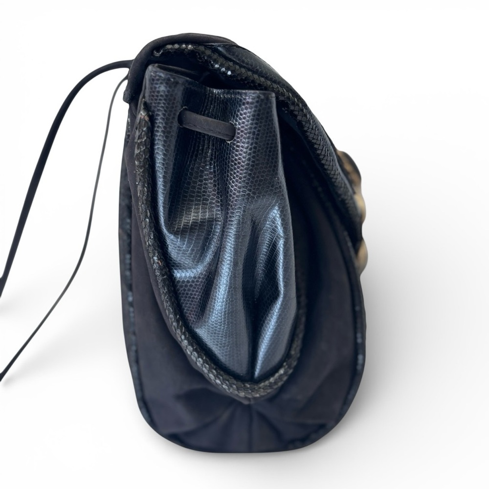Vintage 80’s OOAK Brutalist Black‎ Snakeskin Leather Crossbody Bag - Picture 6 of 11